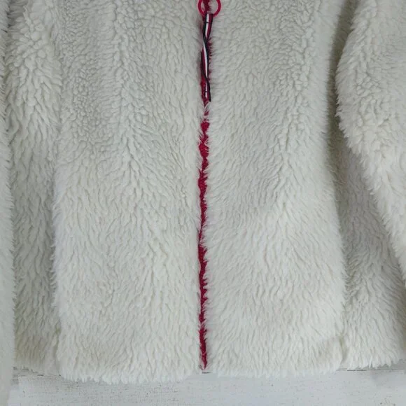 TOMMY HILFIGER White Warm Fuzzy Full Zip Sherpa Jacket WOMEN'S SIZE MEDIUM - Picture 7 of 16